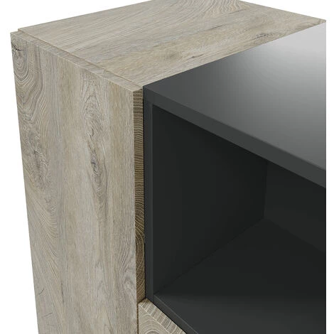 Buffet De Rangement Avec 3 Portes Coloris Chêne Nœuds Alaska / Gris Anthracite - Hauteur 76 X Largeur 150 X Profondeur 41 Cm -PEGANE- 3 Buffet De Rangement Avec 3 Portes Coloris Chêne Nœuds Alaska / Gris Anthracite - Hauteur 76 X Largeur 150 X Profondeur 41 Cm -PEGANE- – Image 3