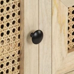HAPPYSHOPPING Buffet 60x35x70 Cm Bois De Manguier Massif Et Canne Naturelle -Buffet et enfilade Soldes 40750378 3