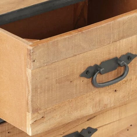 HAPPYSHOPPING Table De Chevet 40x30x51 Cm Bois De Recuperation Solide 4 HAPPYSHOPPING Table De Chevet 40x30x51 Cm Bois De Recuperation Solide – Image 4