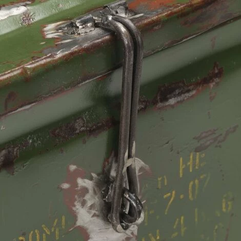 HAPPYSHOPPING Coffre De Rangement Style Militaire 68x24x66 Cm Fer 2 HAPPYSHOPPING Coffre De Rangement Style Militaire 68x24x66 Cm Fer – Image 2