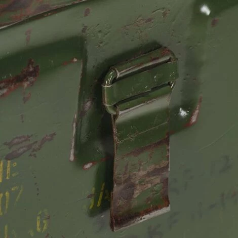 HAPPYSHOPPING Coffre De Rangement Style Militaire 68x24x66 Cm Fer 3 HAPPYSHOPPING Coffre De Rangement Style Militaire 68x24x66 Cm Fer – Image 3