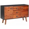 HAPPYSHOPPING Buffet 110x35x70 Cm Bois D'acacia Massif Et MDF