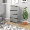 HAPPYSHOPPING Buffet Gris Brillant 60x35x98,5 Cm Agglomere