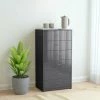 HAPPYSHOPPING Buffet Avec 6 Tiroirs Gris Brillant 50x34x96 Cm Agglomere