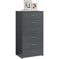 HAPPYSHOPPING Buffet Avec 6 Tiroirs Gris Brillant 50x34x96 Cm Agglomere 7 HAPPYSHOPPING Buffet Avec 6 Tiroirs Gris Brillant 50x34x96 Cm Agglomere -Buffet et enfilade Soldes 40757155 3