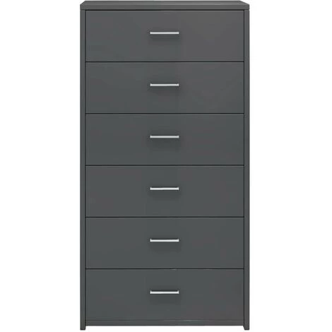 HAPPYSHOPPING Buffet Avec 6 Tiroirs Gris Brillant 50x34x96 Cm Agglomere 4 HAPPYSHOPPING Buffet Avec 6 Tiroirs Gris Brillant 50x34x96 Cm Agglomere – Image 4