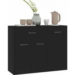 HAPPYSHOPPING Buffet Noir 88x30x70 Cm Agglomere 7 HAPPYSHOPPING Buffet Noir 88x30x70 Cm Agglomere -Buffet et enfilade Soldes 40757161 3