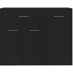 HAPPYSHOPPING Buffet Noir 88x30x70 Cm Agglomere 8 HAPPYSHOPPING Buffet Noir 88x30x70 Cm Agglomere -Buffet et enfilade Soldes 40757161 4