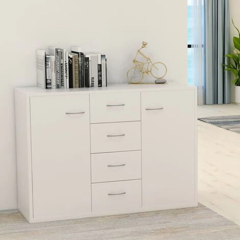 HAPPYSHOPPING Buffet Blanc 88x30x65 Cm Agglomere 1 HAPPYSHOPPING Buffet Blanc 88x30x65 Cm Agglomere