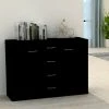 HAPPYSHOPPING Buffet Noir 88x30x65 Cm Agglomere
