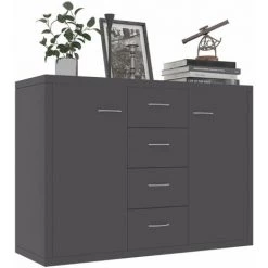 HAPPYSHOPPING Buffet Gris 88x30x65 Cm Agglomere 7 HAPPYSHOPPING Buffet Gris 88x30x65 Cm Agglomere -Buffet et enfilade Soldes 40757220 3