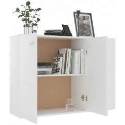 HAPPYSHOPPING Buffet Blanc 105x30x75 Cm Agglomere -Buffet et enfilade Soldes 40757264 4