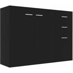 HAPPYSHOPPING Buffet Noir 105x30x75 Cm Agglomere -Buffet et enfilade Soldes 40757288 2