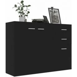 HAPPYSHOPPING Buffet Noir 105x30x75 Cm Agglomere -Buffet et enfilade Soldes 40757288 3