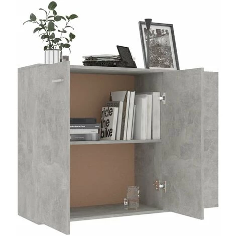 HAPPYSHOPPING Buffet Gris Beton 105x30x75 Cm Agglomere 4 HAPPYSHOPPING Buffet Gris Beton 105x30x75 Cm Agglomere – Image 4
