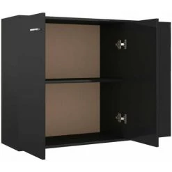 HAPPYSHOPPING Buffet Noir Brillant 105x30x75 Cm Agglomere -Buffet et enfilade Soldes 40757307 4