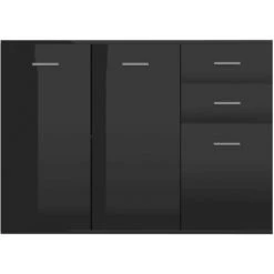 HAPPYSHOPPING Buffet Noir Brillant 105x30x75 Cm Agglomere -Buffet et enfilade Soldes 40757307 5