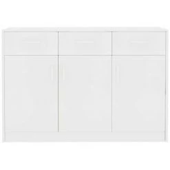 HAPPYSHOPPING Buffet Blanc 110x30x75 Cm Agglomere -Buffet et enfilade Soldes 40757313 4