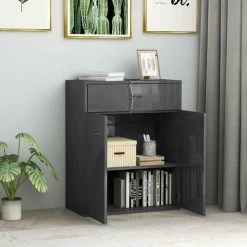 HAPPYSHOPPING Buffet Gris Brillant 60x30x75 Cm Agglomere -Buffet et enfilade Soldes 40757434 3