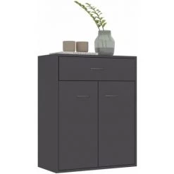 HAPPYSHOPPING Buffet Gris Brillant 60x30x75 Cm Agglomere -Buffet et enfilade Soldes 40757434 5