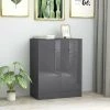 HAPPYSHOPPING Buffet Gris Brillant 60x30x75 Cm Agglomere