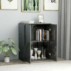 HAPPYSHOPPING Buffet Gris Brillant 60x30x75 Cm Agglomere 7 HAPPYSHOPPING Buffet Gris Brillant 60x30x75 Cm Agglomere -Buffet et enfilade Soldes 40757493 3