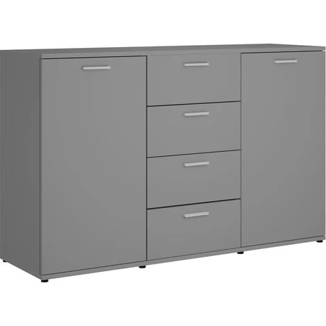 HAPPYSHOPPING Buffet Gris 120x35,5x75 Cm Agglomere 2 HAPPYSHOPPING Buffet Gris 120x35,5x75 Cm Agglomere – Image 2