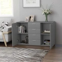 HAPPYSHOPPING Buffet Gris 120x35,5x75 Cm Agglomere 7 HAPPYSHOPPING Buffet Gris 120x35,5x75 Cm Agglomere -Buffet et enfilade Soldes 40758494 3