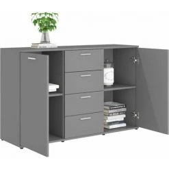 HAPPYSHOPPING Buffet Gris 120x35,5x75 Cm Agglomere 9 HAPPYSHOPPING Buffet Gris 120x35,5x75 Cm Agglomere -Buffet et enfilade Soldes 40758494 5