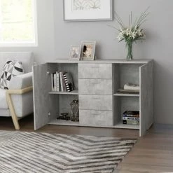 HAPPYSHOPPING Buffet Gris Beton 120x35,5x75 Cm Agglomere -Buffet et enfilade Soldes 40758498 3