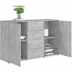 HAPPYSHOPPING Buffet Gris Beton 120x35,5x75 Cm Agglomere -Buffet et enfilade Soldes 40758498 5