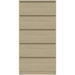 HAPPYSHOPPING Buffet A Tiroirs Chene Sonoma 60x35x121 Cm Agglomere -Buffet et enfilade Soldes 40758549 4