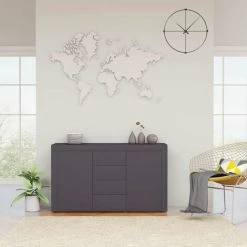 HAPPYSHOPPING Buffet Gris 120x36x69 Cm Agglomere