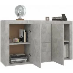 HAPPYSHOPPING Buffet Gris Beton 120x36x69 Cm Agglomere -Buffet et enfilade Soldes 40758752 4