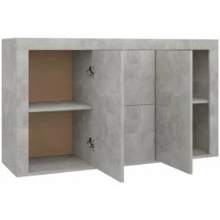 HAPPYSHOPPING Buffet Gris Beton 120x36x69 Cm Agglomere -Buffet et enfilade Soldes 40758752 5