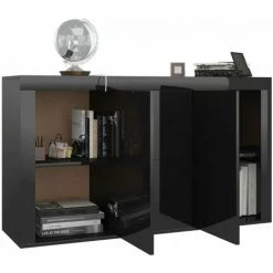HAPPYSHOPPING Buffet Noir Brillant 120x36x69 Cm Agglomere 8 HAPPYSHOPPING Buffet Noir Brillant 120x36x69 Cm Agglomere -Buffet et enfilade Soldes 40758762 4