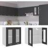 HAPPYSHOPPING Armoire En Verre Suspendue Gris 60x31x60 Cm Agglomere