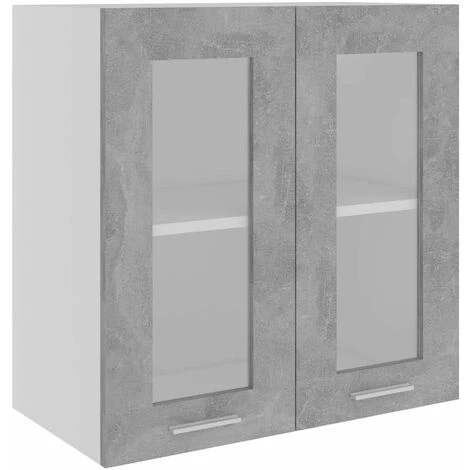 HAPPYSHOPPING Armoire En Verre Suspendue Gris Beton 60x31x60 Cm Agglomere 2 HAPPYSHOPPING Armoire En Verre Suspendue Gris Beton 60x31x60 Cm Agglomere – Image 2