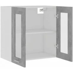 HAPPYSHOPPING Armoire En Verre Suspendue Gris Beton 60x31x60 Cm Agglomere 9 HAPPYSHOPPING Armoire En Verre Suspendue Gris Beton 60x31x60 Cm Agglomere -Buffet et enfilade Soldes 40758965 5