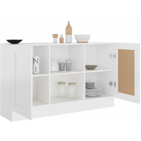 HAPPYSHOPPING Buffet Blanc 120x30,5x70 Cm Agglomere 4 HAPPYSHOPPING Buffet Blanc 120x30,5x70 Cm Agglomere – Image 4