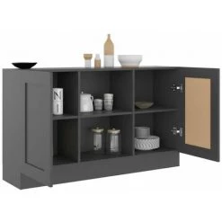 HAPPYSHOPPING Buffet Gris 120x30,5x70 Cm Agglomere 8 HAPPYSHOPPING Buffet Gris 120x30,5x70 Cm Agglomere -Buffet et enfilade Soldes 40759230 4