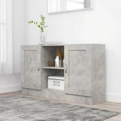 HAPPYSHOPPING Buffet Gris Beton 120x30,5x70 Cm Agglomere
