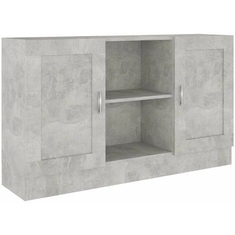 HAPPYSHOPPING Buffet Gris Beton 120x30,5x70 Cm Agglomere 2 HAPPYSHOPPING Buffet Gris Beton 120x30,5x70 Cm Agglomere – Image 2