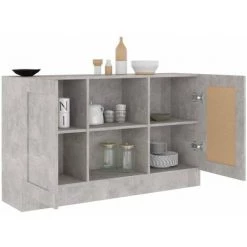 HAPPYSHOPPING Buffet Gris Beton 120x30,5x70 Cm Agglomere 8 HAPPYSHOPPING Buffet Gris Beton 120x30,5x70 Cm Agglomere -Buffet et enfilade Soldes 40759232 4