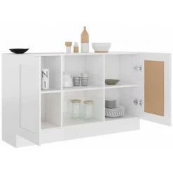 HAPPYSHOPPING Buffet Blanc Brillant 120x30,5x70 Cm Agglomere 8 HAPPYSHOPPING Buffet Blanc Brillant 120x30,5x70 Cm Agglomere -Buffet et enfilade Soldes 40759233 4