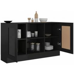 HAPPYSHOPPING Buffet Noir Brillant 120x30,5x70 Cm Agglomere -Buffet et enfilade Soldes 40759234 4