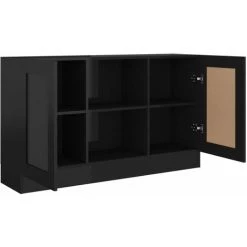 HAPPYSHOPPING Buffet Noir Brillant 120x30,5x70 Cm Agglomere -Buffet et enfilade Soldes 40759234 5