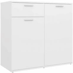 HAPPYSHOPPING Buffet Blanc 80x36x75 Cm Agglomere -Buffet et enfilade Soldes 40759982 2
