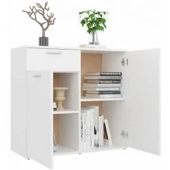 HAPPYSHOPPING Buffet Blanc 80x36x75 Cm Agglomere -Buffet et enfilade Soldes 40759982 4