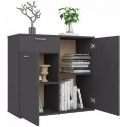 HAPPYSHOPPING Buffet Gris 80x36x75 Cm Agglomere 8 HAPPYSHOPPING Buffet Gris 80x36x75 Cm Agglomere -Buffet et enfilade Soldes 40759984 4